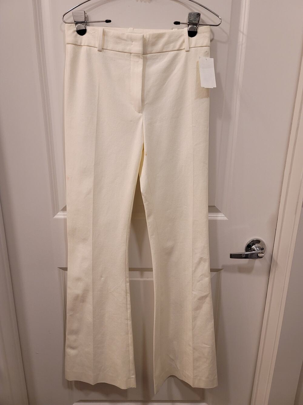 Frame Le High Flare Stretch Cotton Trouser White Pants
